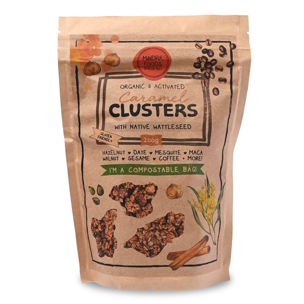 Delicious, organic activated clusters packed with the goodness of walnuts, dates and wattleseed. Included in our father&#39;s day gift hamper by One Kind Box.